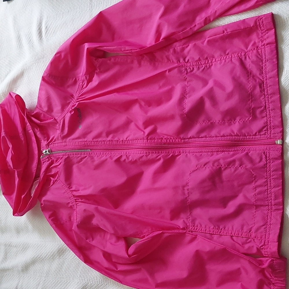 Pink Colombia rain jacket girls size medium